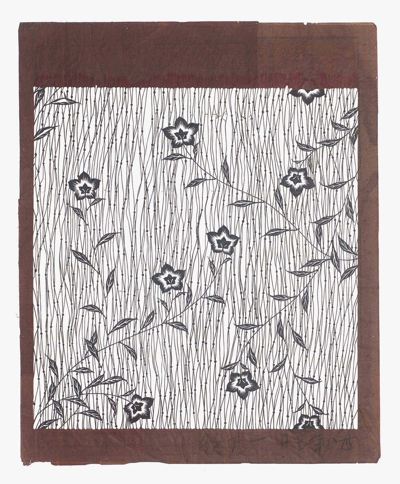 Katagami / Uwagami, #016490  Katagami (Textilfärbeschablone), Japan, Meiji-Zeit (1868—1905), Juli 1905