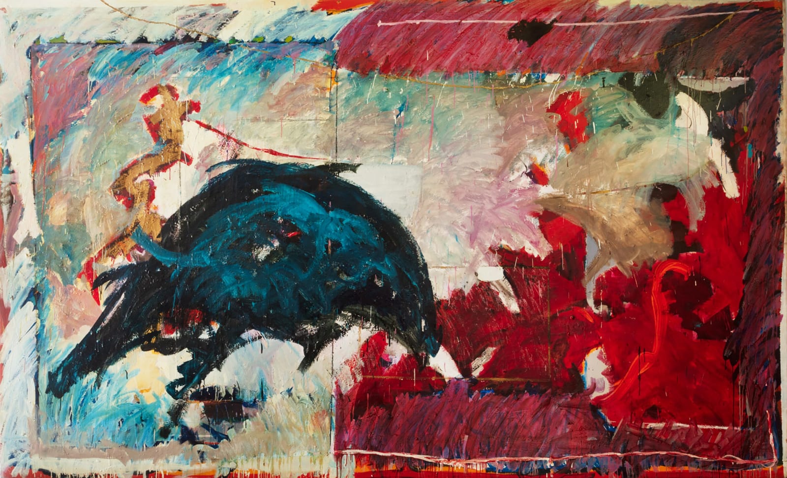 Mary Lovelace O'Neal Blue Whale a.k.a. #12 (from the Whales Fucking Series), circa mid-1980s/early 1990s acrylic and mixed media on canvas 81 x 138 inches signed