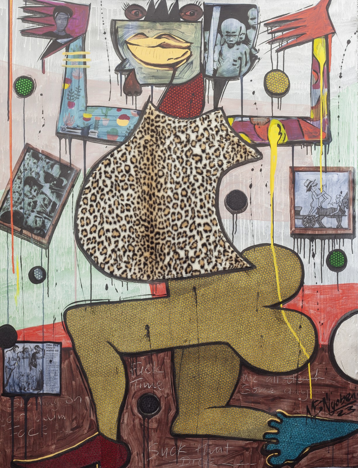 Blessing Ngobeni Mirror Soft Life #6, 2023 mixed media on canvas 66 1/2 x 49 1/4 in