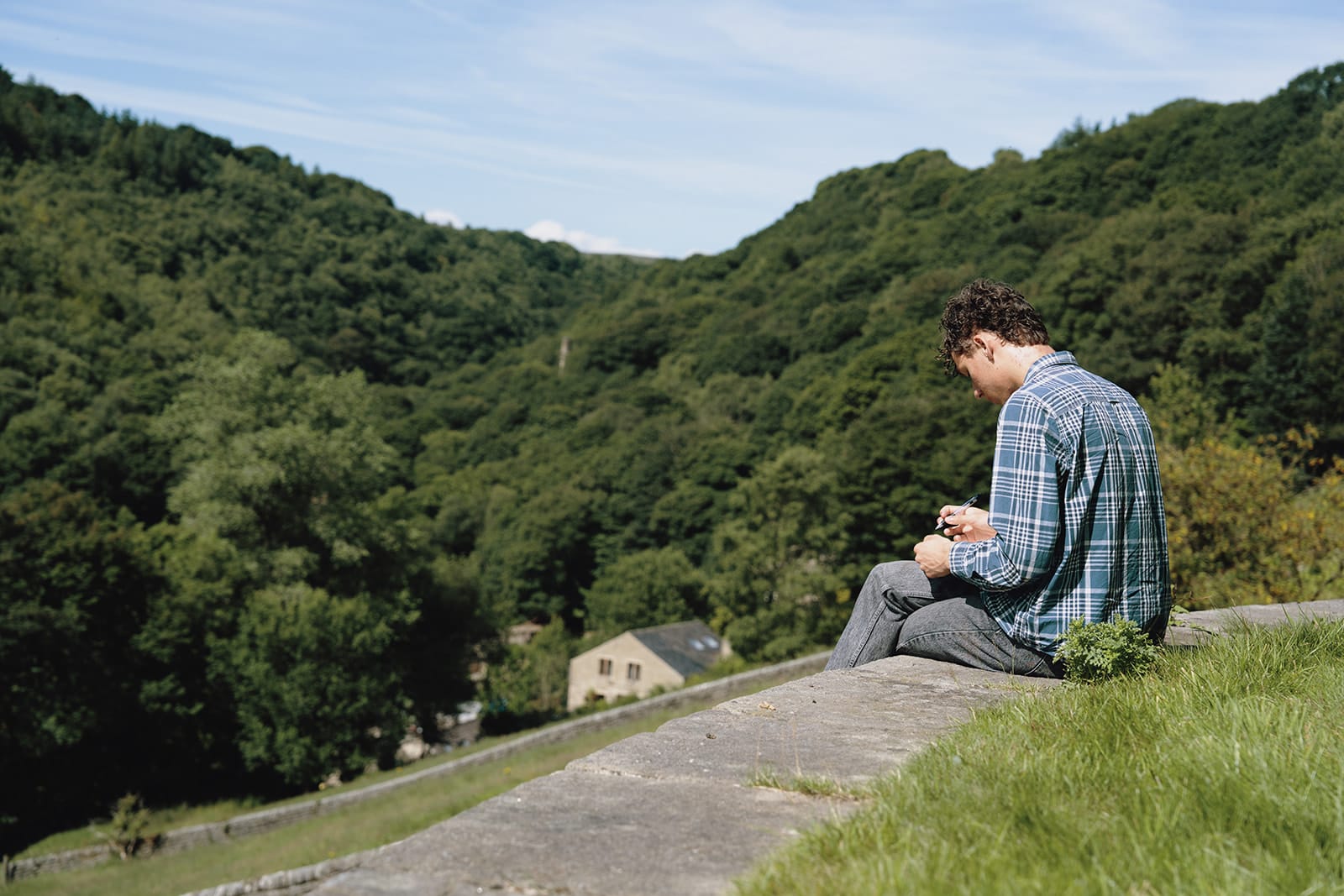 View down the Calder Valley from Lumb Bank. Photo credit: Sarah Mason.