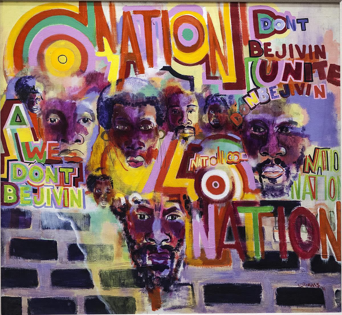 Gerald Williams, Nation Time, 1969. Acrylic on canvas; 48 × 56 in. (121.9 × 142.2 cm).