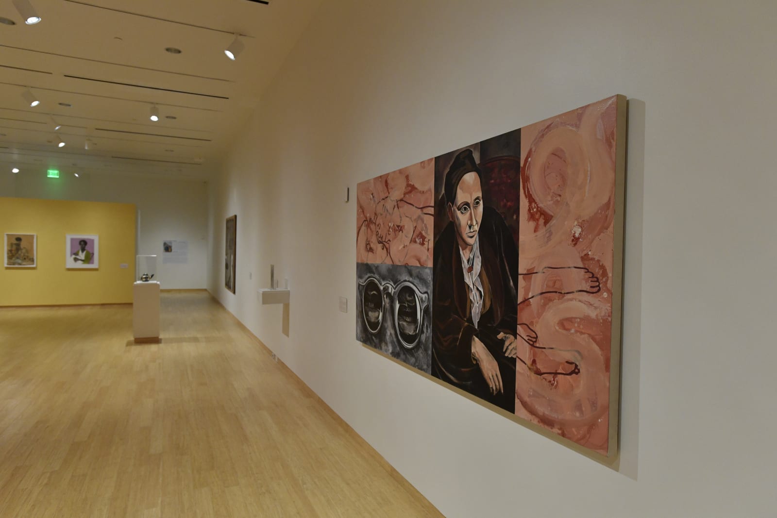Installation view, Deborah Kass, How Do I Look?, 1991. Mixed media on canvas. 50 x 100 in. Courtesy of the Cottrell-Lovett Collection.