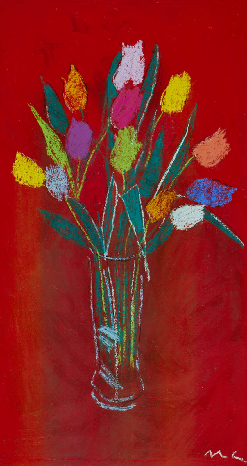 MICHAEL COLEMAN, TULIPS ON RED, 2019