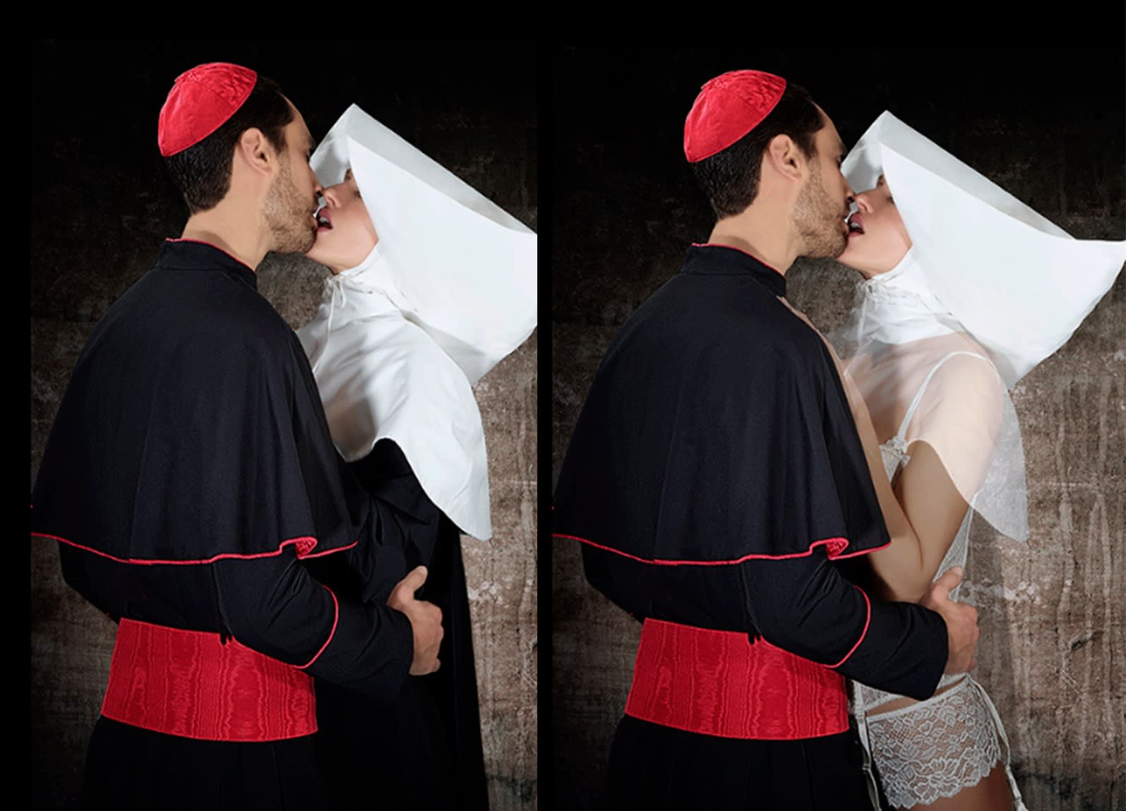 Cécile Plaisance, Cardinal et nonne (The kiss), 2018