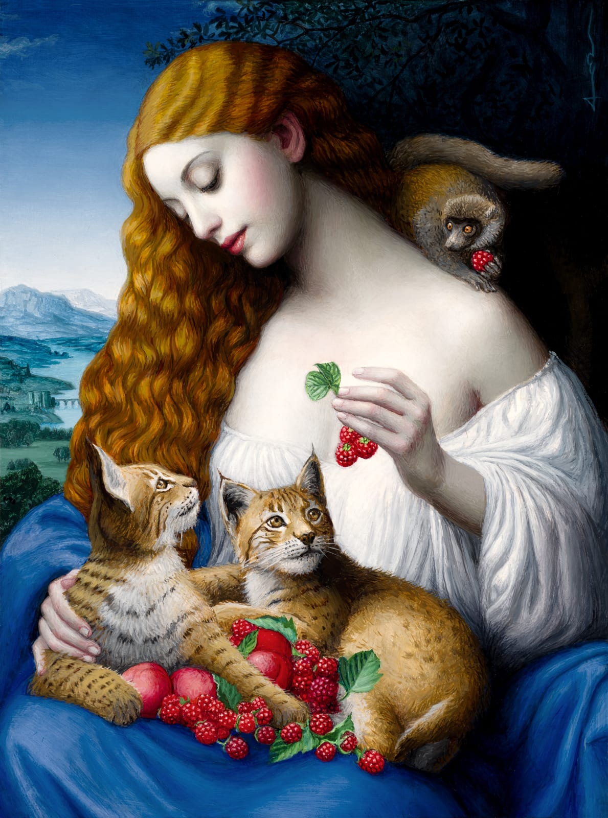 Chie Yoshii, The Lady with Iberian Lynxes (click for details) Sold