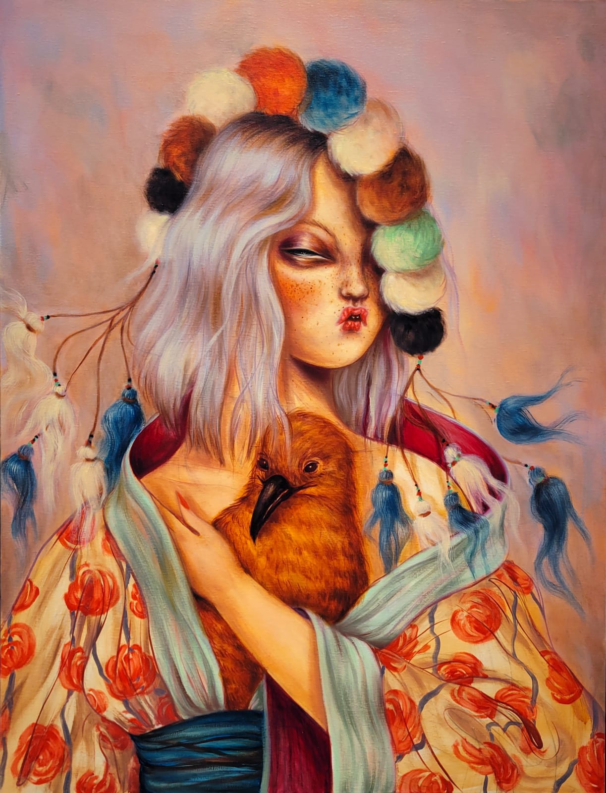 Miss Van, Pompom Muse with Baby Chick (click for details), 2023