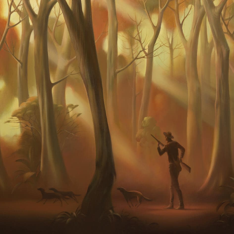 BEHIND THE TREES - 39 x 49 INCHES