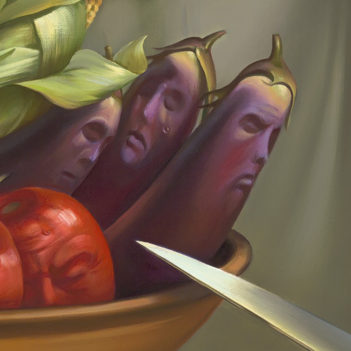 VEGETARIAN DRAMA 36 x 29 INCHES