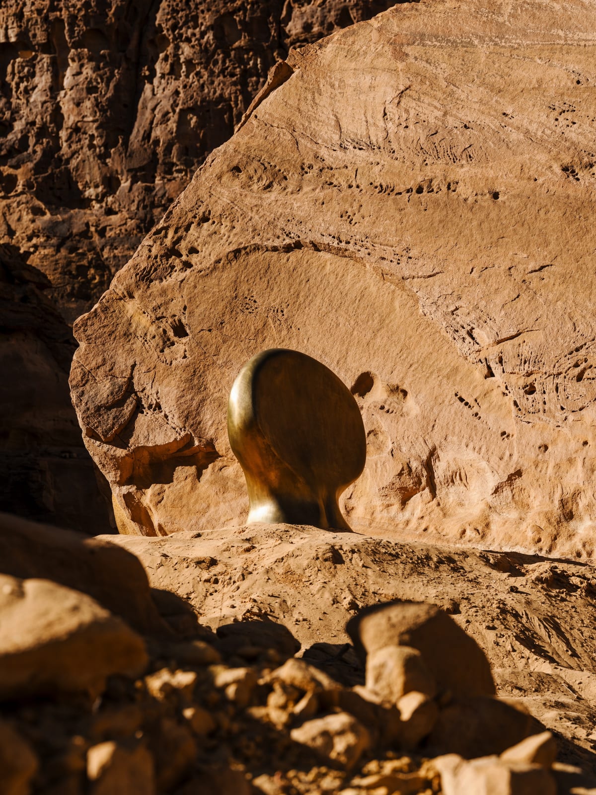 Rand Abdul Jabbar, 'where myths are born of mud and desire', installation view at Desert X AlUla, 2024. Photo: Lance Gerber. Courtesy of The Royal Commission for AlUla.