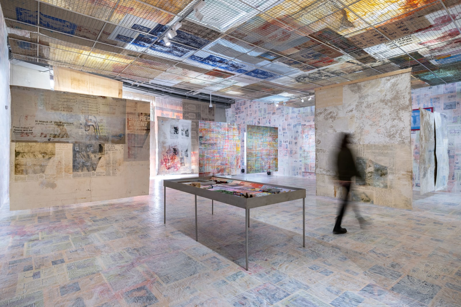 Mandy El-Sayegh, ‘Figure, Field, Grid’, Installation View, Depot of Museum Boijmans Van Beuningen, Rotterdam, 2025. Photo: Damian Griffiths. Courtesy the artist and Museum Boijmans Van Beuningen, Rotterdam.