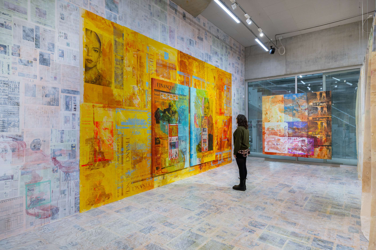 Mandy El-Sayegh, ‘Figure, Field, Grid’, Installation View, Depot of Museum Boijmans Van Beuningen, Rotterdam, 2025. Photo: Damian Griffiths. Courtesy the artist and Museum Boijmans Van Beuningen, Rotterdam.