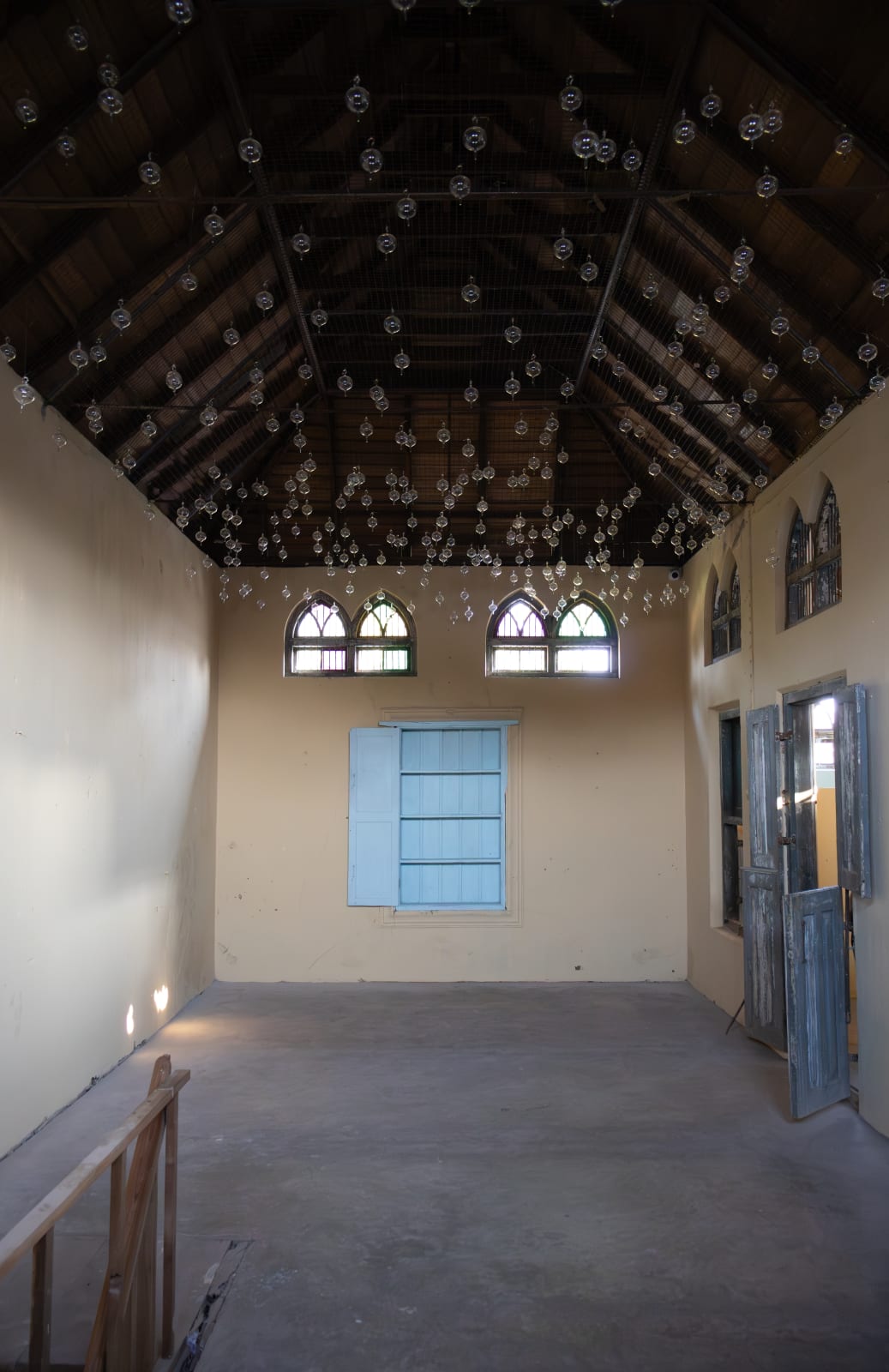 Dima Srouji, 'Air of Firozabad / Air of Palestine' (2025) on view at KVJ Rice Godown as part of the the Kochi-Muziris Biennale. Image courtesy of the artist.