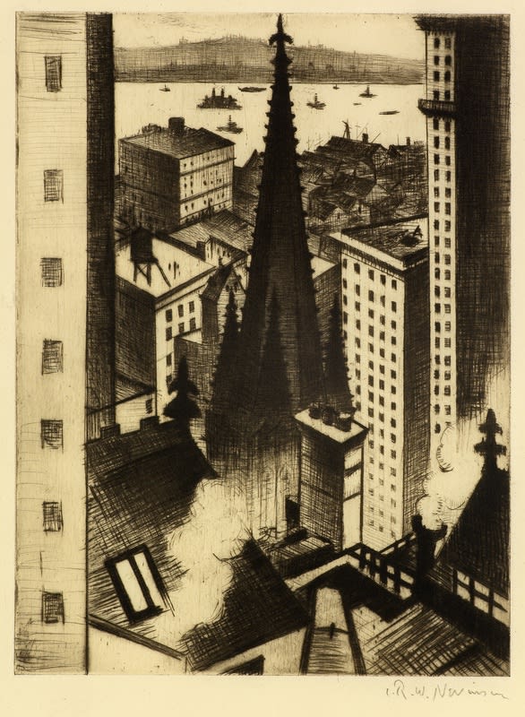 C. R. W. Nevinson, The Temples of New York, 1919 Drypoint