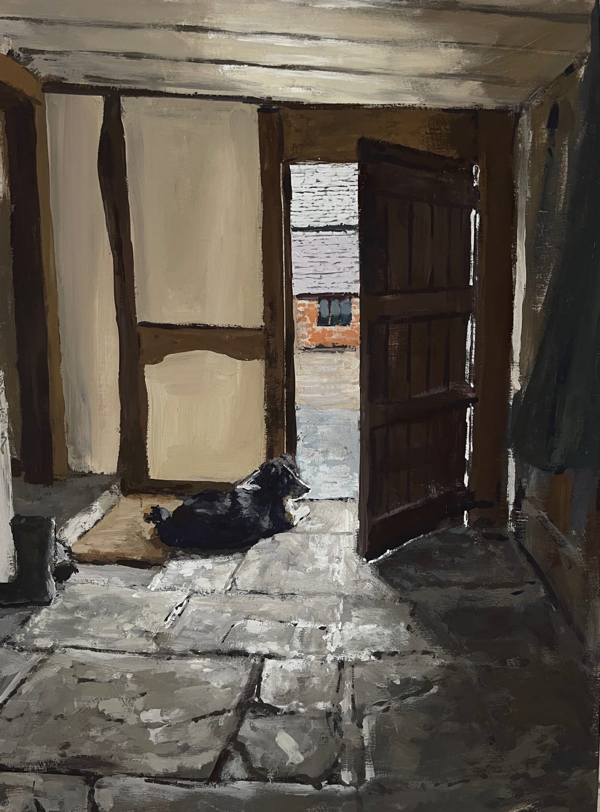 Matthew Wood RCA, Knill Farm . Doorway with dog, 2025
