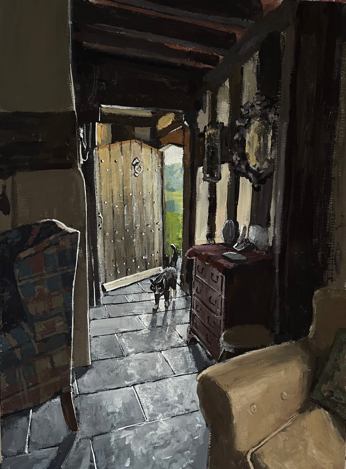 Matthew Wood RCA, Doorway with cat, 2025