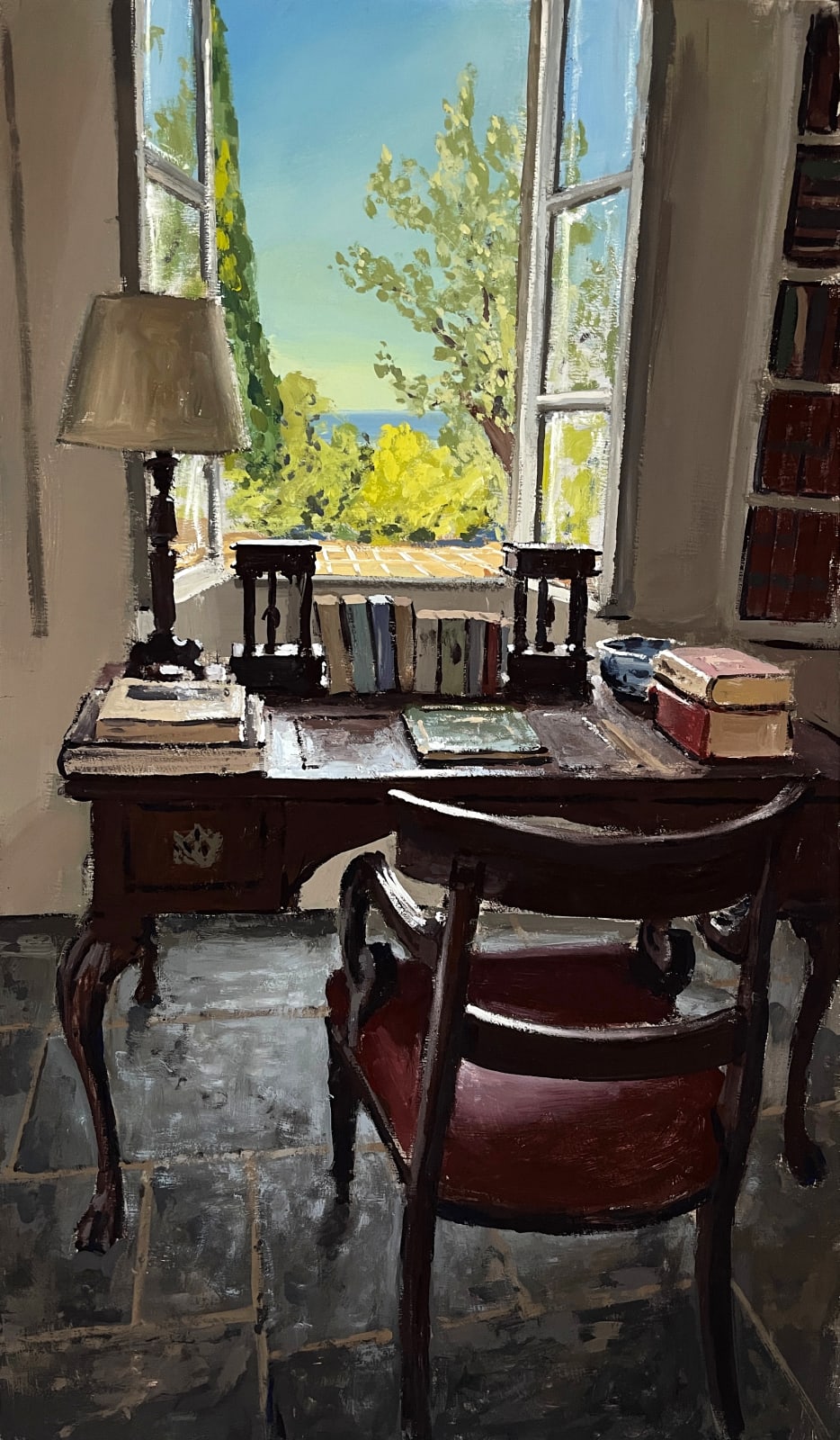 Matthew Wood RCA, Leigh Fermor’s Villa. Desk window, 2025