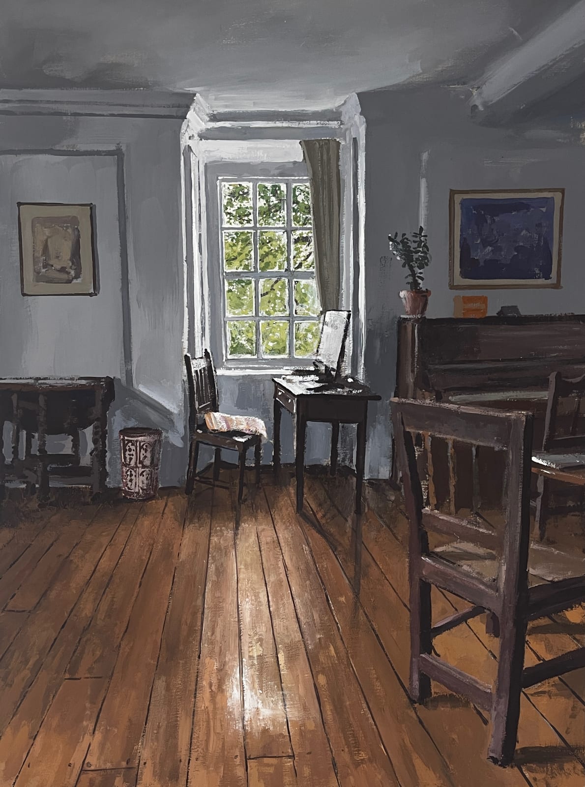 Matthew Wood RCA, Plas Brondanw. Library window with desk, 2025