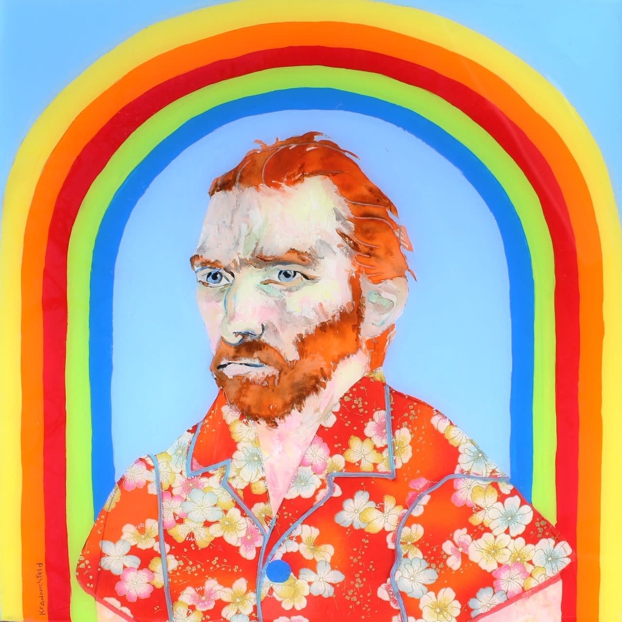 Lisa Krannichfeld, Van Gogh in Hawaiian Shirt Under Rainbow, 2023