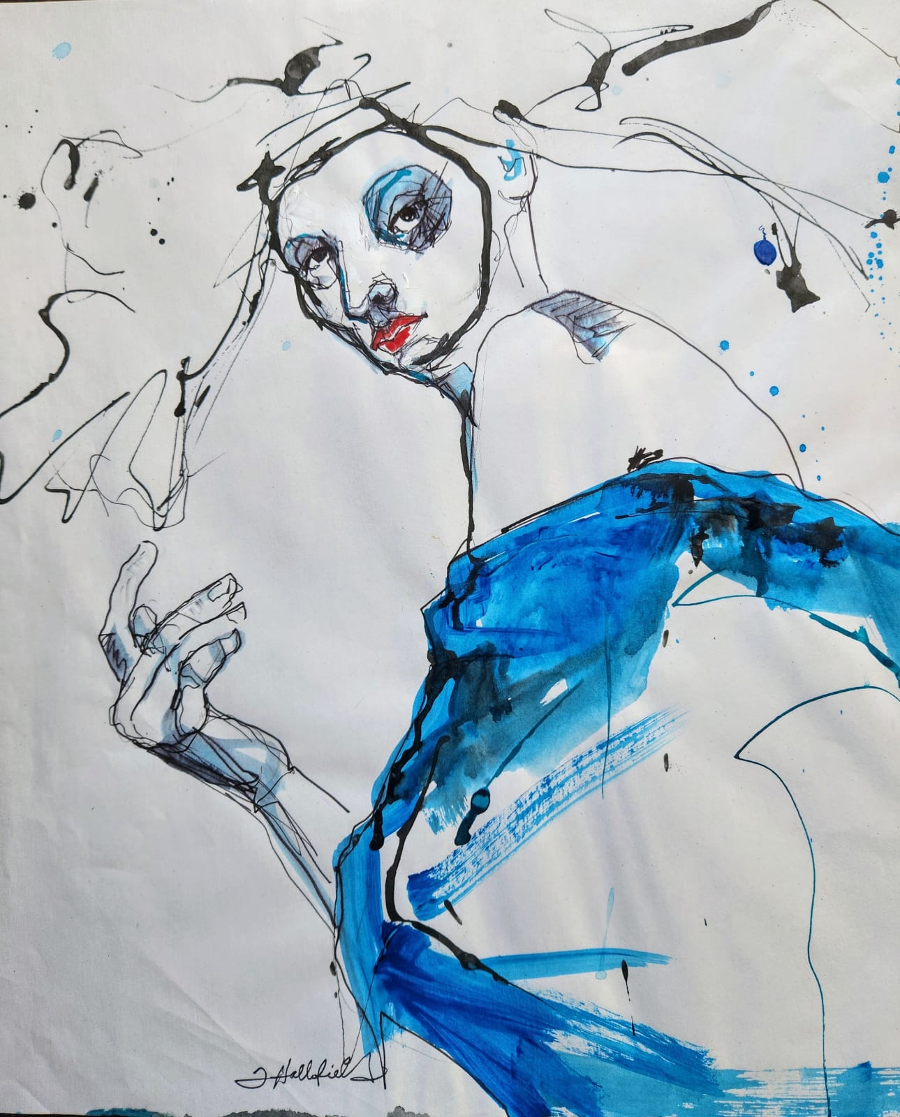 Tanya Hollifield, White Face/Blue Dress 3, 2022
