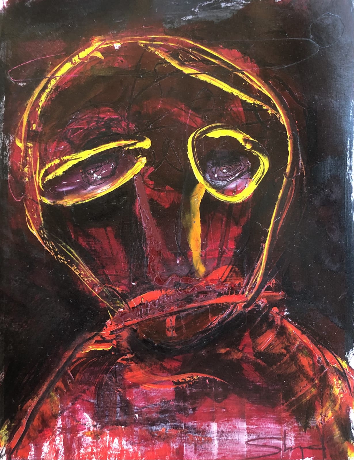 Taylor Shepherd, Untitled (Red Face Yellow Eyes), 2020