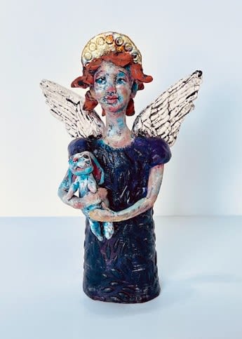 Julie Latayan, Red Headed Angel Holding Bunny, 2024