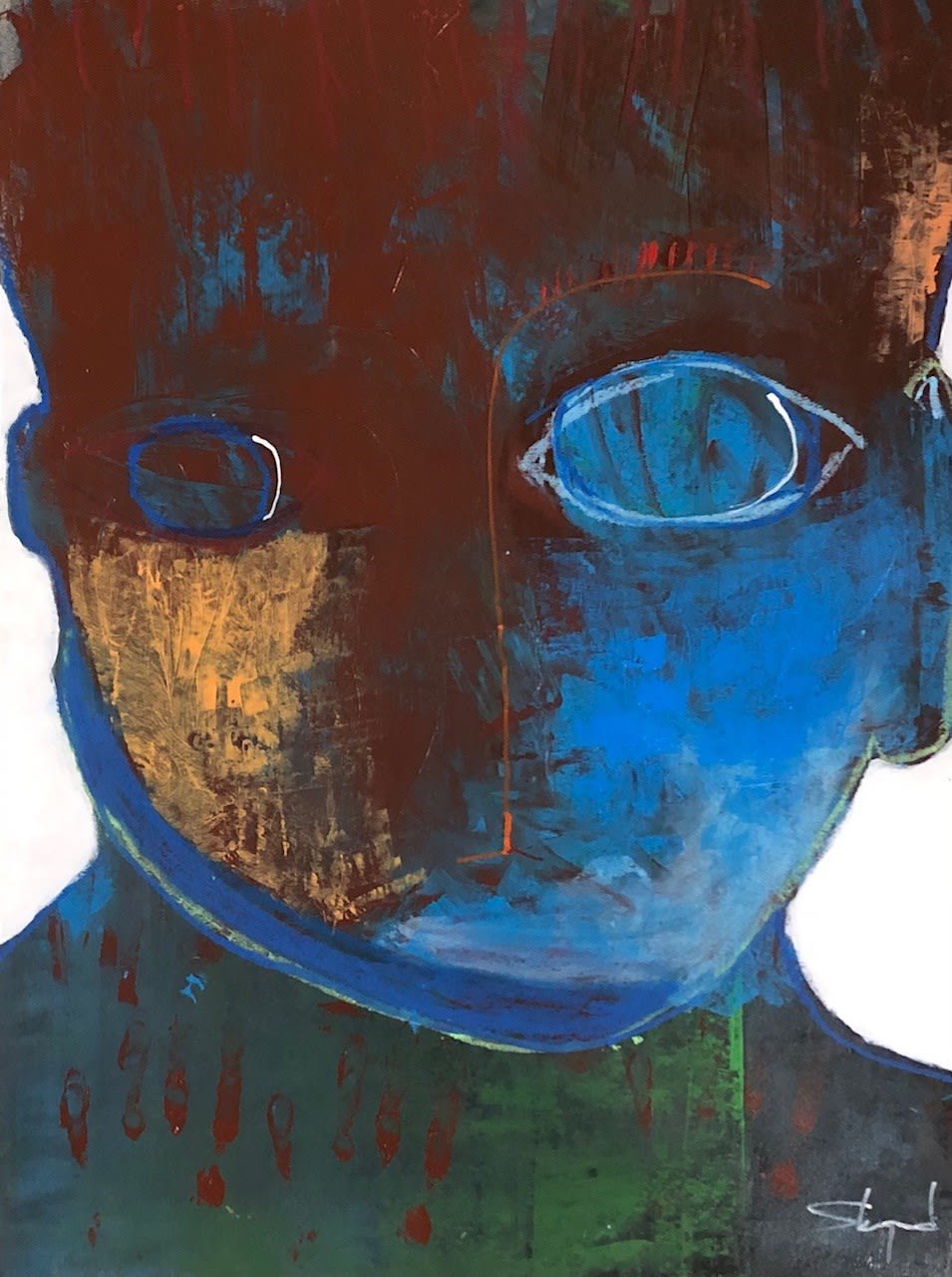 Taylor Shepherd, Untitled (Blue and red face), 2020