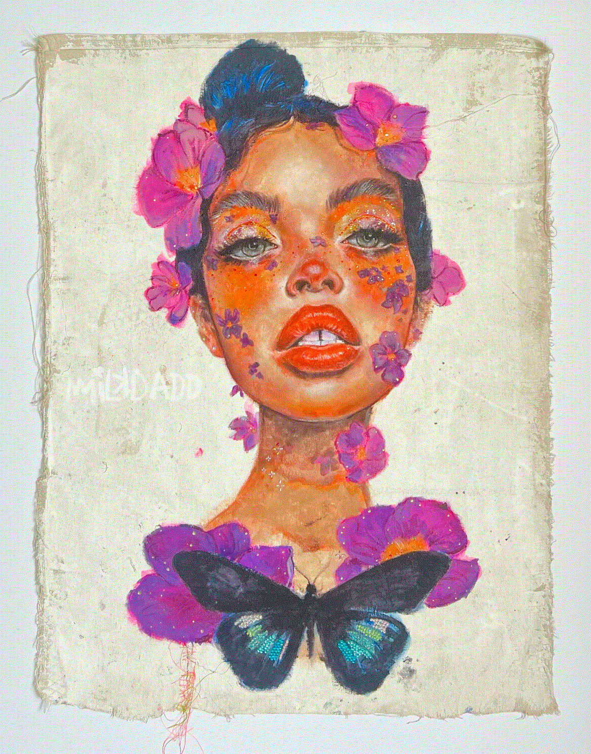 Milkdadd, Untitled Original (purple flowers), 2024