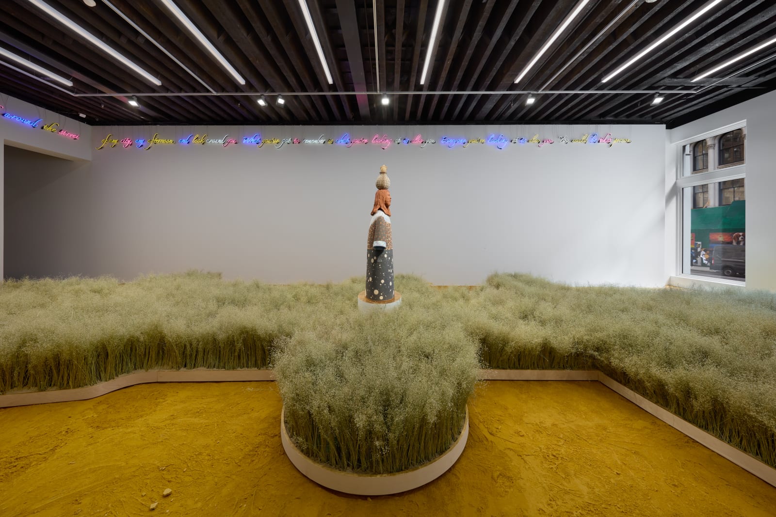 Ceramic, rice field installation by Tavares Strachan titled The Birth of Exuma (Eagle Talon), 2024