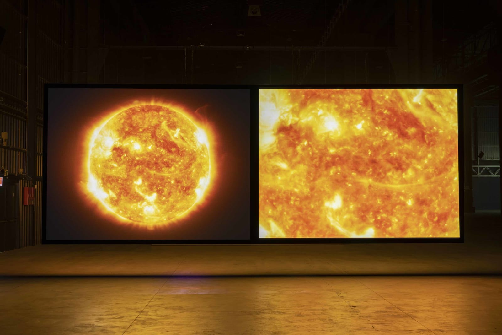 Steve McQueen Installation view of Sunshine State, 2022, Pirelli Hangar Bicocca, Milan, 2022 HD video, front and back continuous projection; 30 min. 1 sec. A commission for International Film Festival Rotterdam (IFFR), 2022 Courtesy of the artist and Mari
