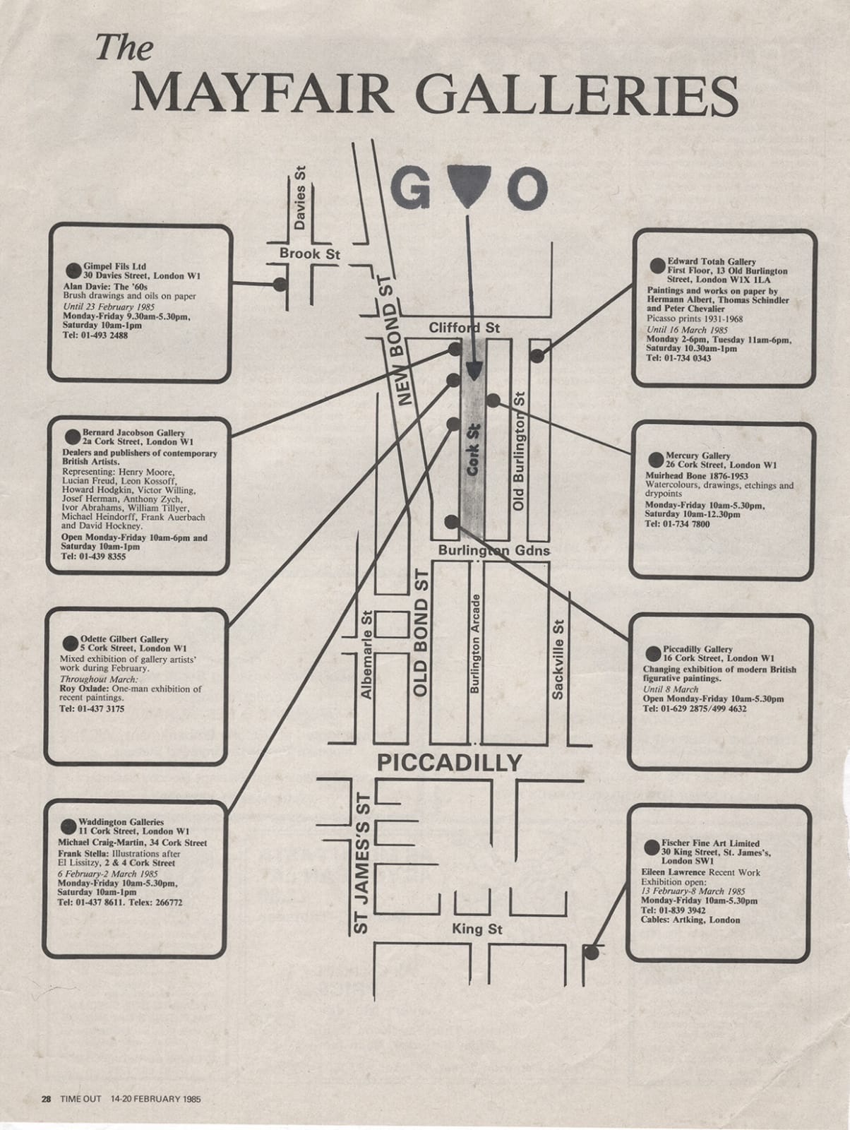GREY ORGANISATION, Cork Street Attack map, 1985