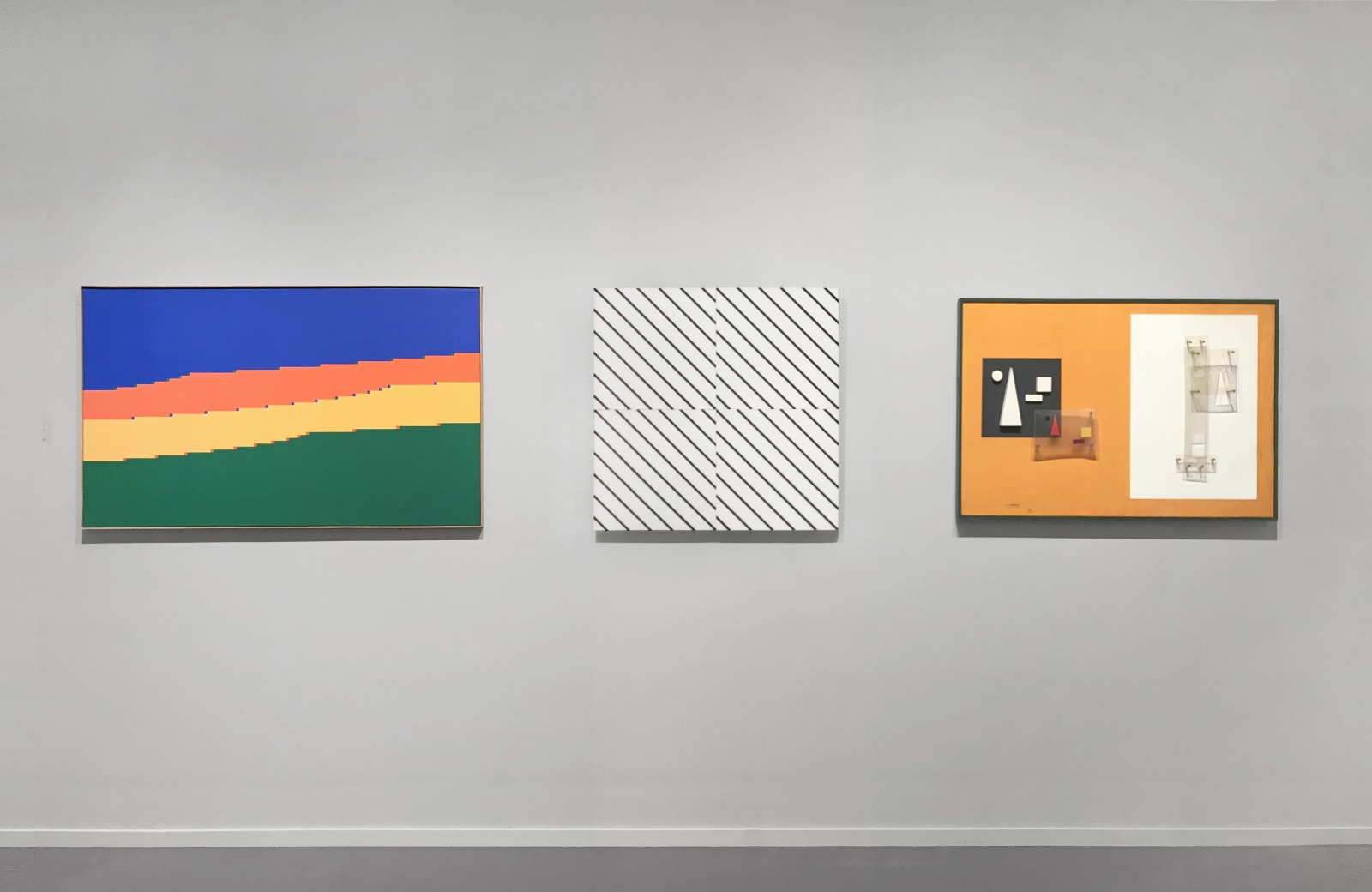 FRANCOIS MORELLET, 1 simple trame 45° coupée, décalée, 1973