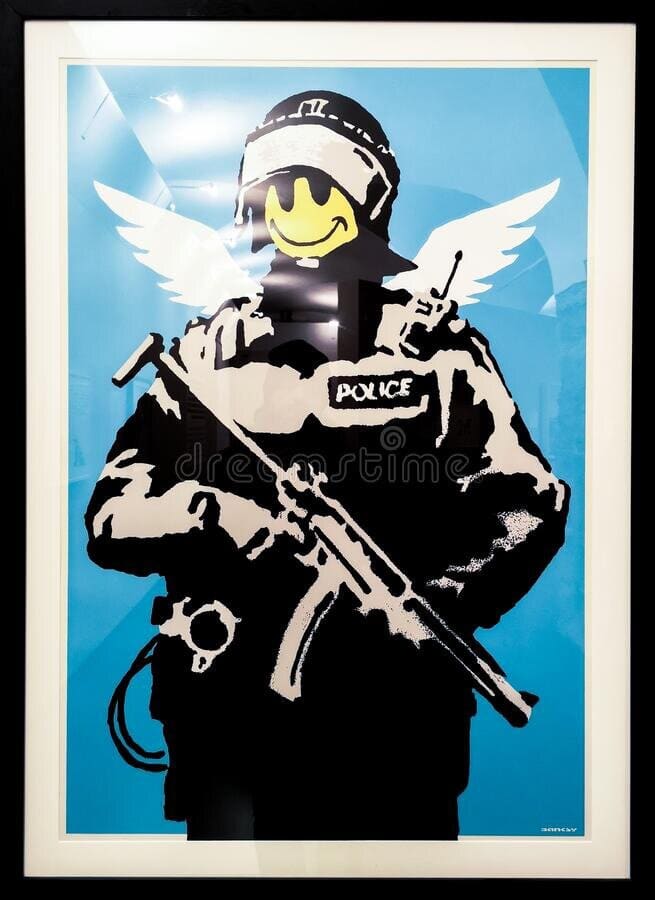 Banksy, Flying Copper, 2004