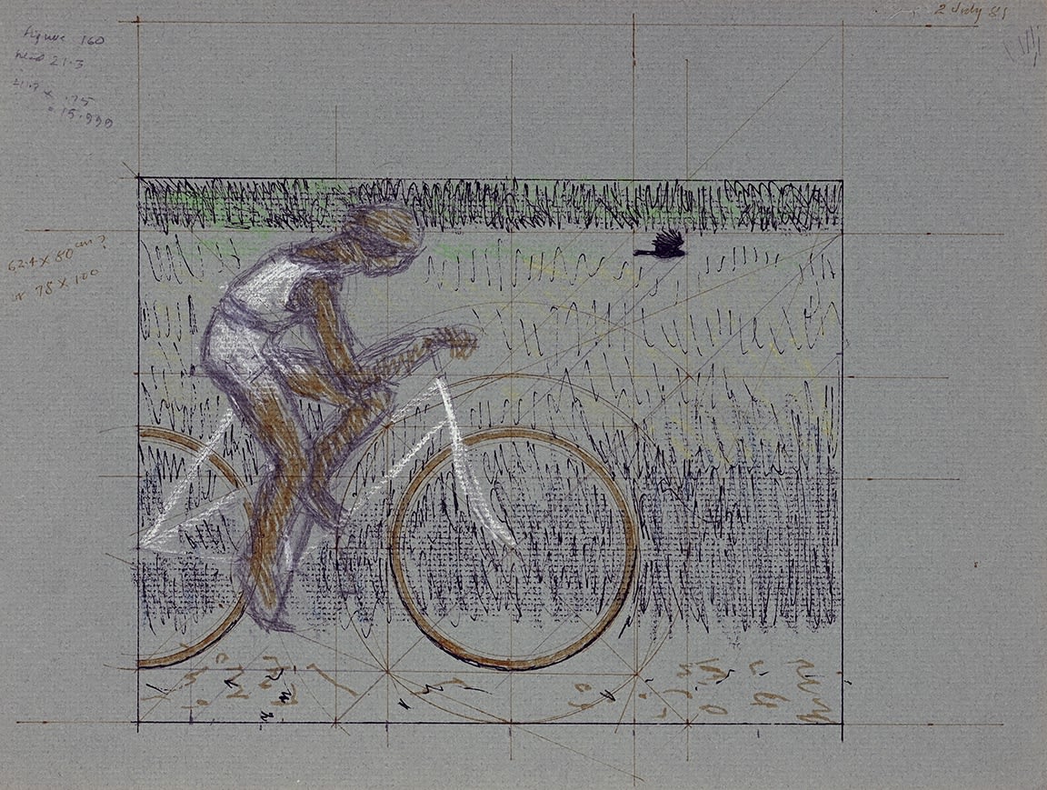 ALEX COLVILLE, Study for Cyclist and Crow, 2 July 1981