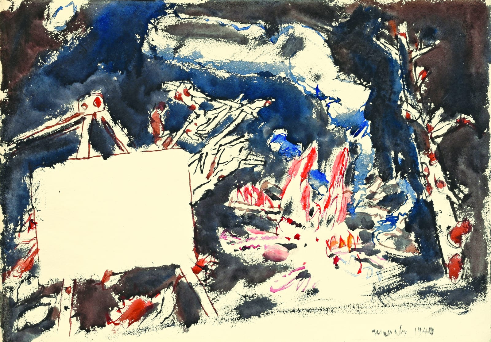 DAVID MILNE, Fire, Smoke, and Sticks, 18 Mar. 1940