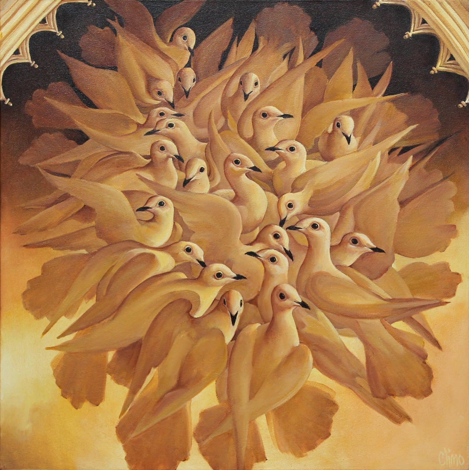 LINDEE CLIMO, Dove Puzzle after a detail of Simone Martini's Annunciation, 2019