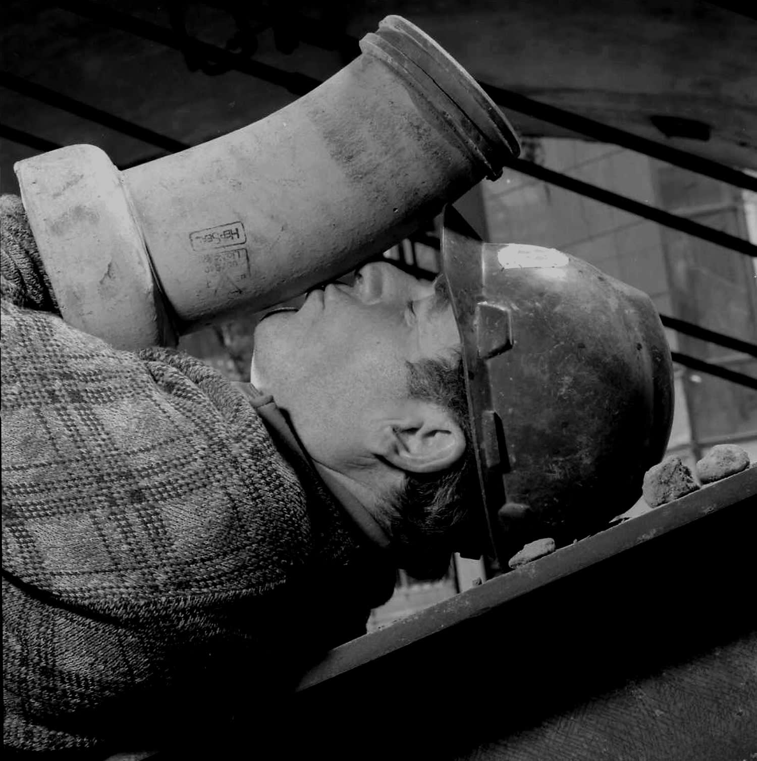 Brian Griffin, Sewage Pipe Layer, Broadgate, City of London, 1986