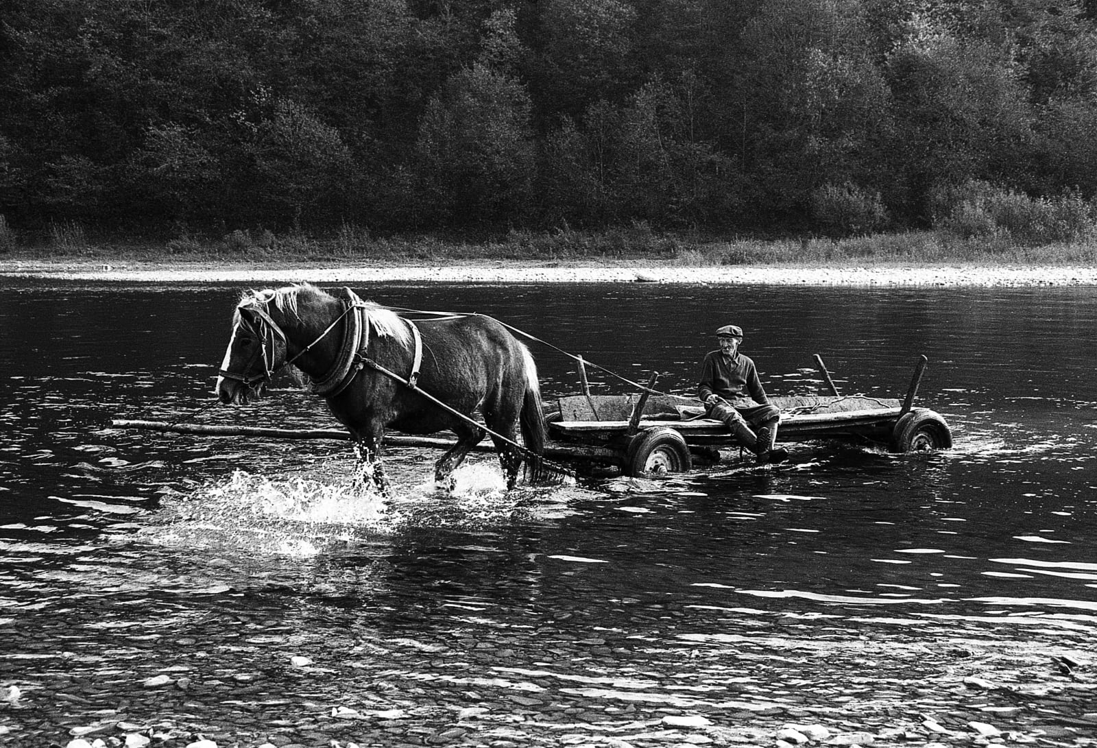 Michal Cala, A river crossing, Mrzygłód, Polish Galicia, 1988
