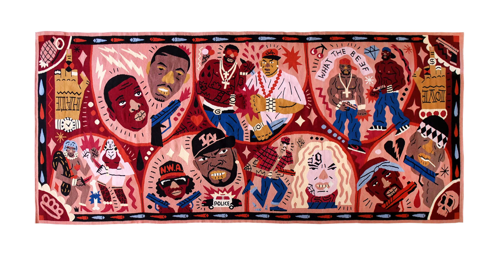 What the Beef, 2019-2020, tapestry, 170 x 380 cm