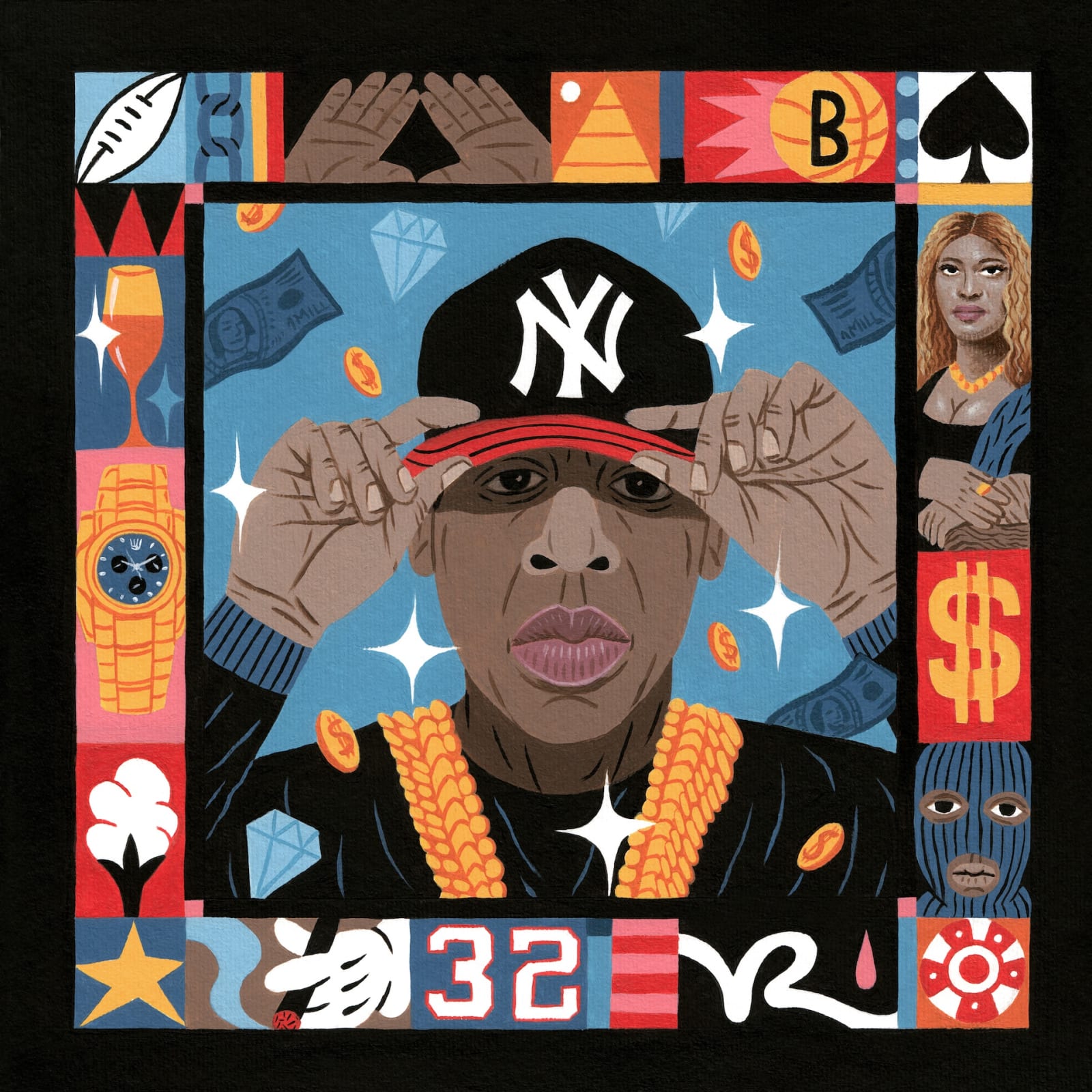 Jay-Z, 2019, acrylic on paper, 30 x 30 cm, SOLD