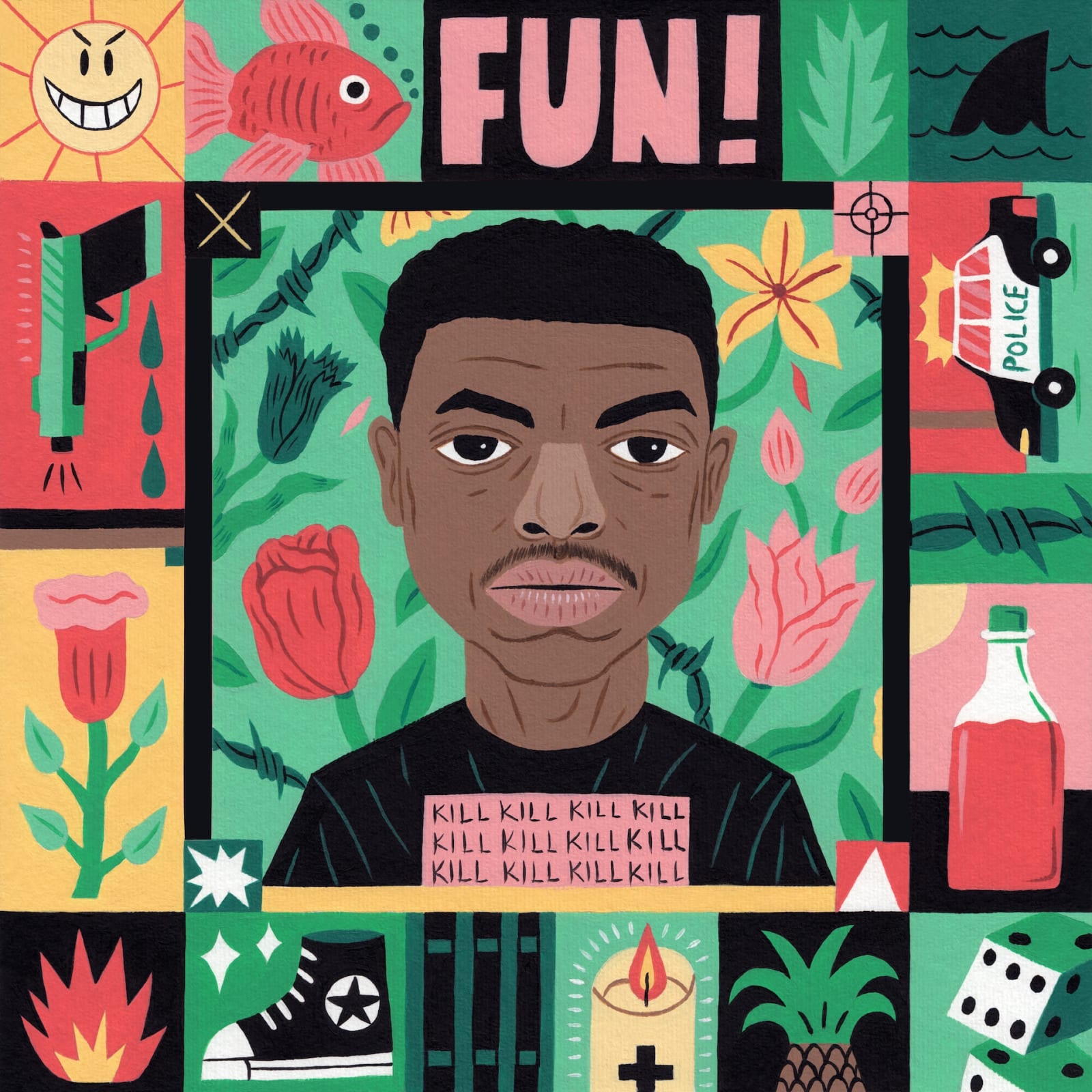 Vince Staples, 2019, acrylic on paper, 30 x 30 cm, SOLD