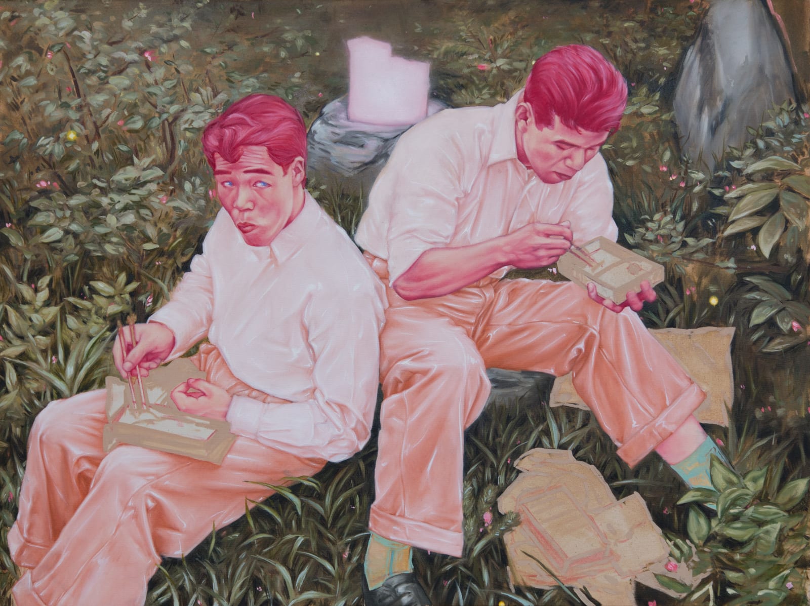 Shane Berkery Lunch in the meadow Oil on canvas 70 x 95 cm
