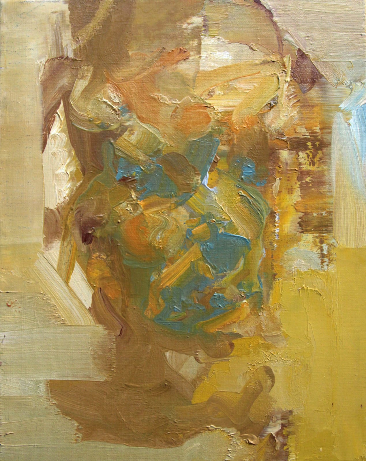 Cian McLoughlin Tronie - Yellow and Blue Head Oil on canvas 14 x 11 inches