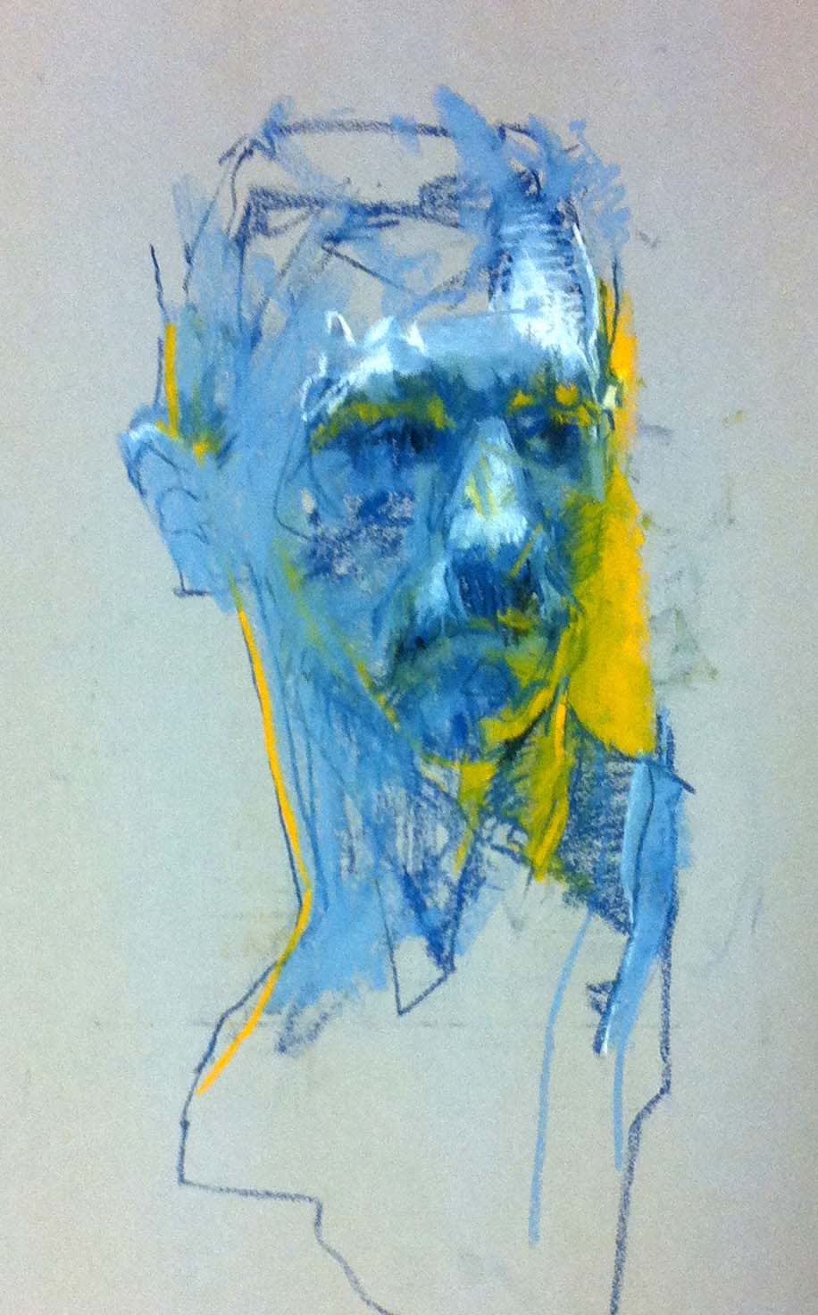 Cian McLoughlin Blue man Chalk pastel 32 x 23 inches