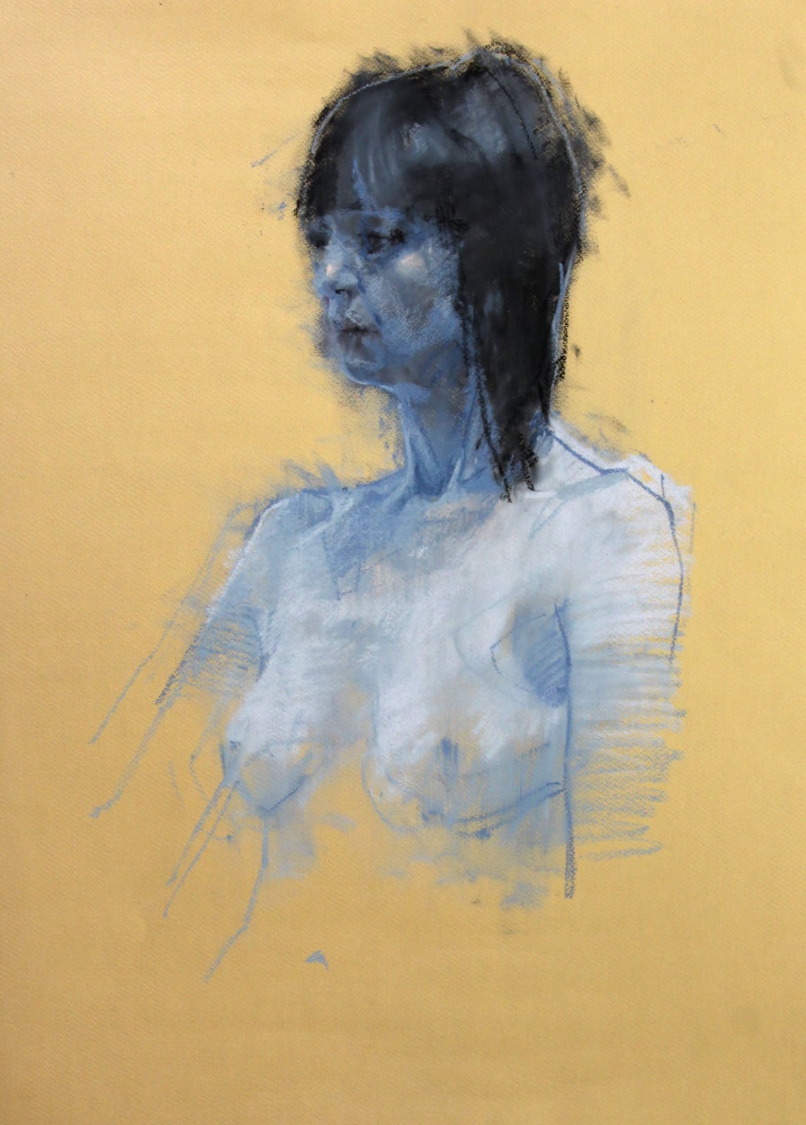 Cian McLoughlin Blue woman Chalk pastel 29 x 21 inches