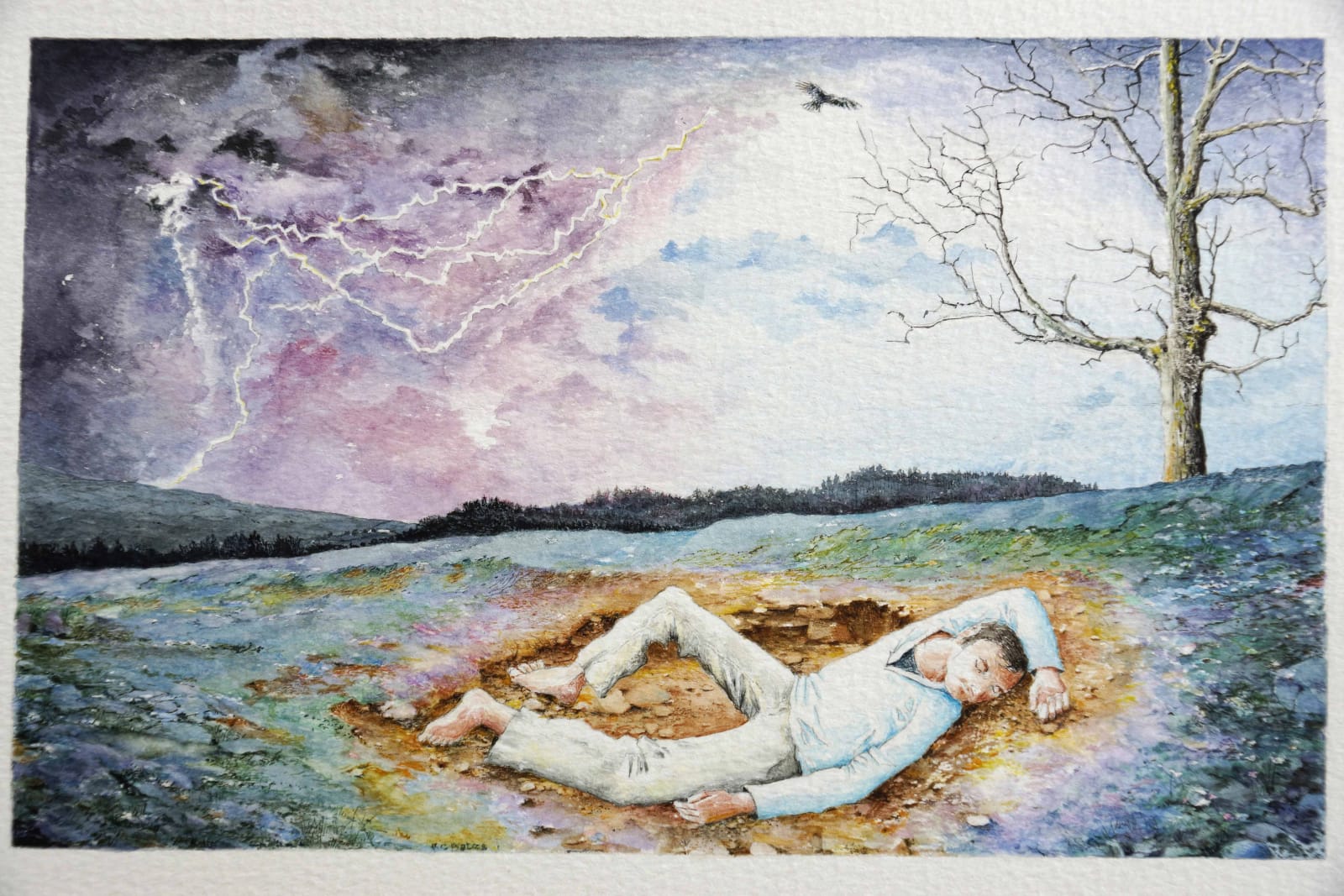Robert Bates Christopher asleep Watercolour 15.2 x 22.8 cm