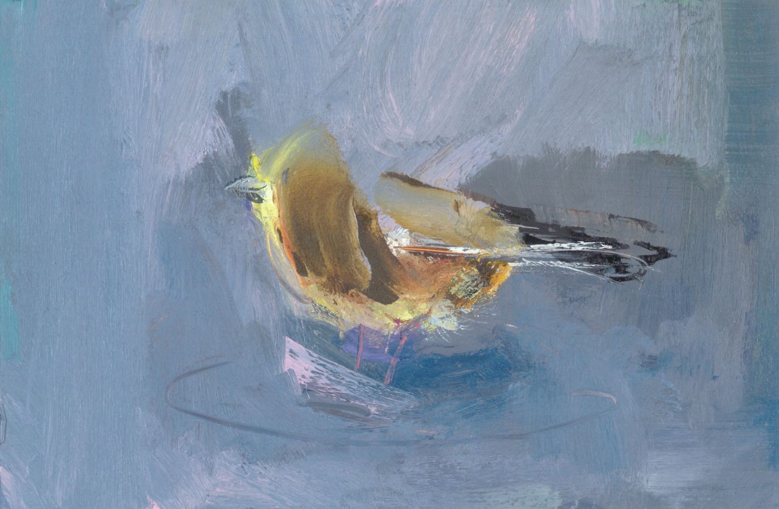 Gabhann Dunne Circe's bird Oil on gesso panel 10 x 15 cm