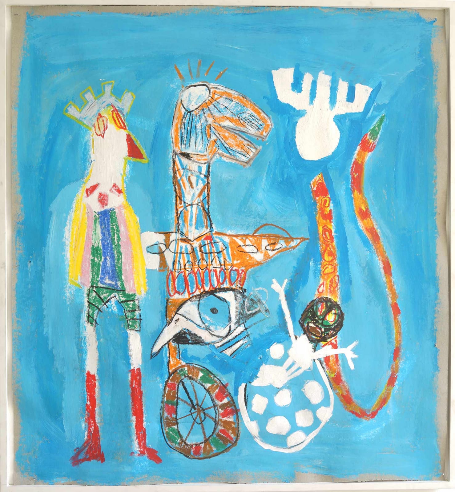 ernst koslitsch artwork shows 4 creatures with a bright blue background