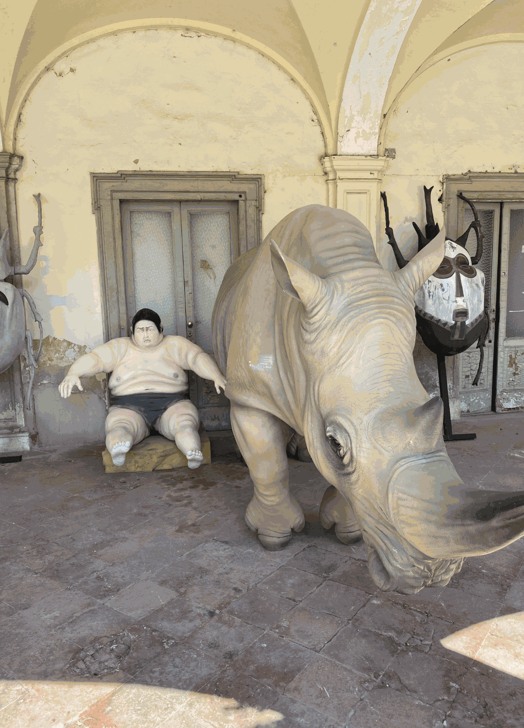 Sumo and Rhino at the artist's studio of Stefano Bombardieri