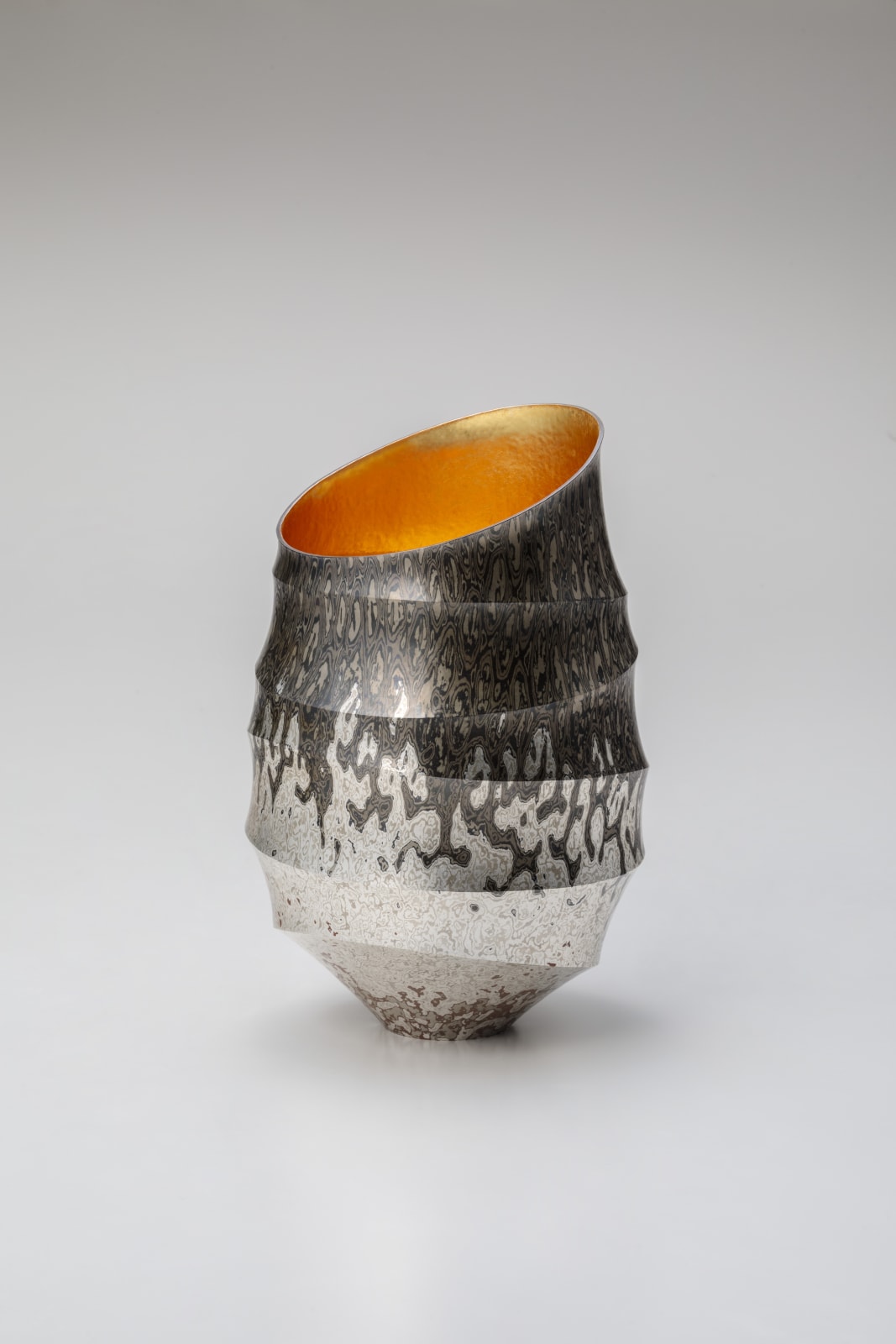 Sako Ryuhei, Mokume-gane Uchidashi Shinogi Vase 01, 2020