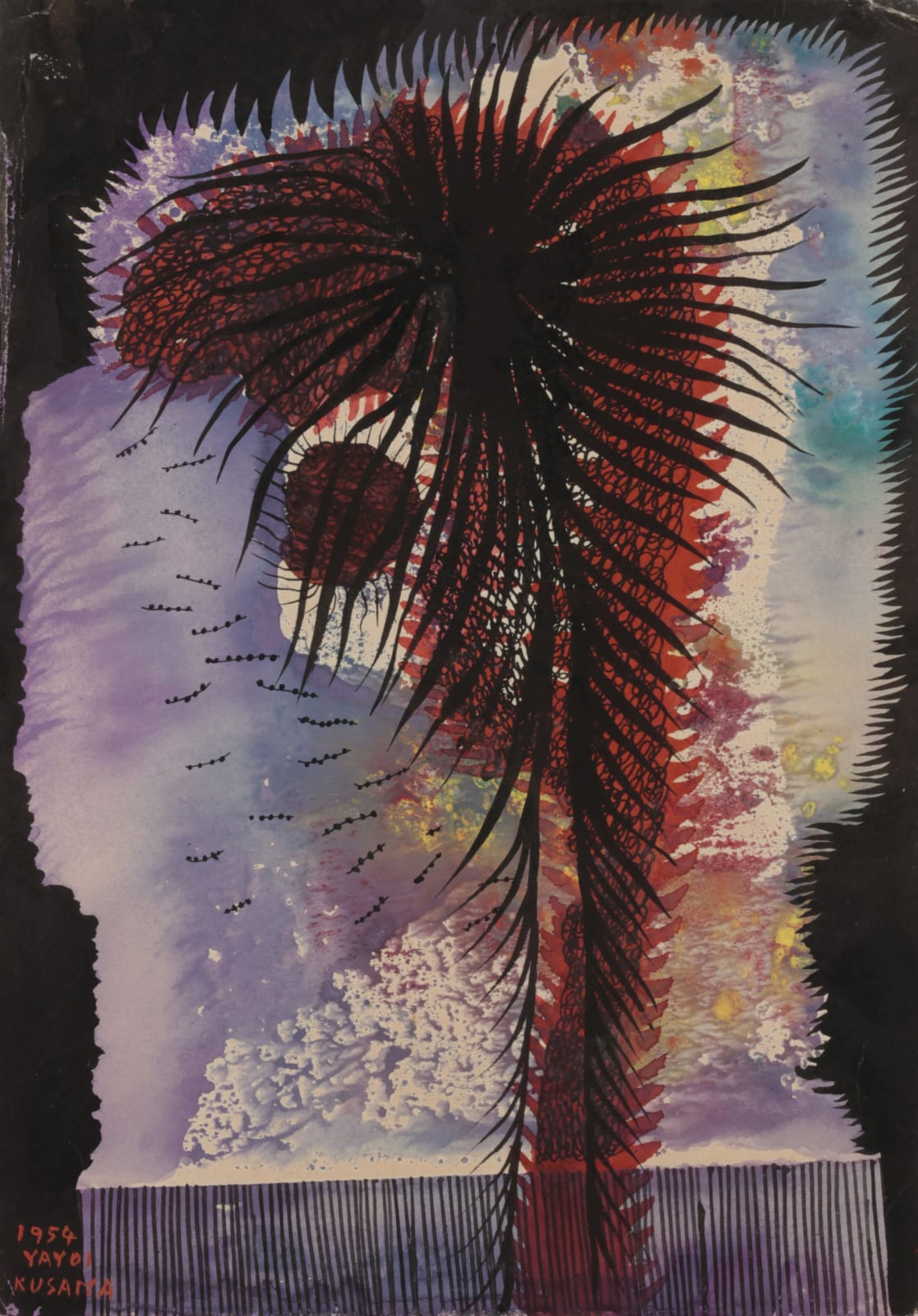 Yayoi Kusama Atomic Bomb, 1954 Gouache, ink, and pastel on paper, 25 x 17.6 cm Collection Matsumoto City Museum of Art © YAYOI KUSAMA